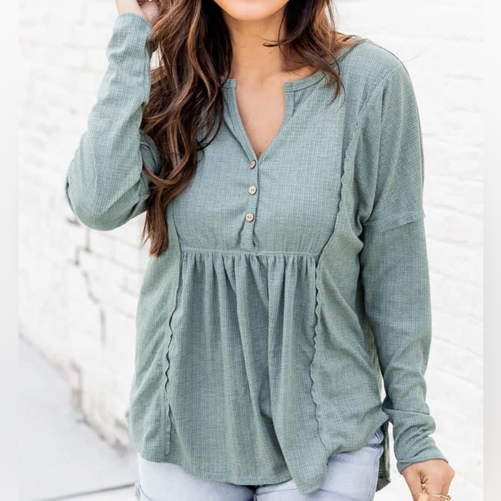Pink Lily Here to Stay Pointelle Knit Blouse